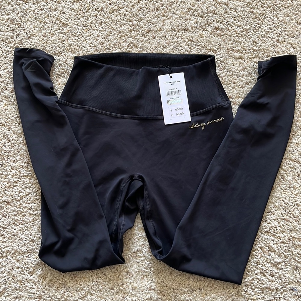 NWT Gymshark Whitney Rib Waist Leggings Black Medium
